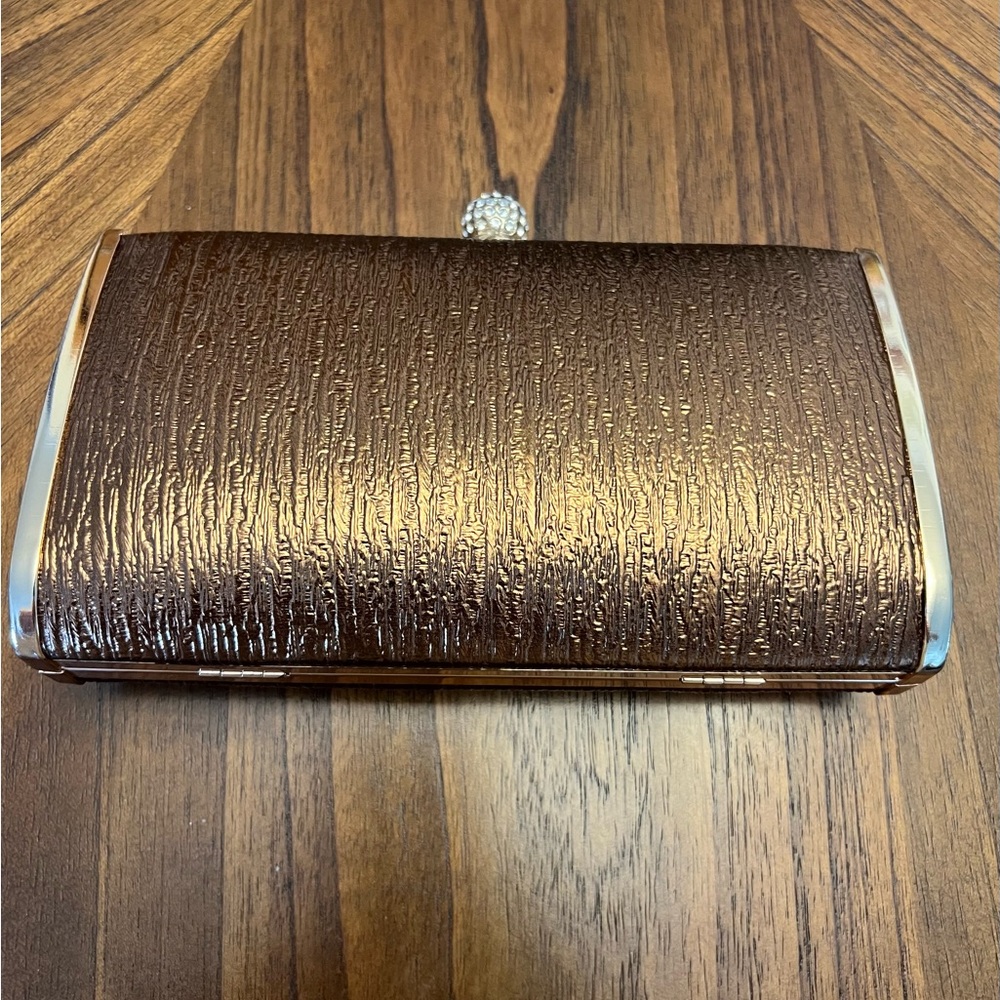 Elegant Brown Clutch with Silver Accents
